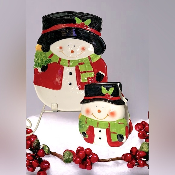 Snowman Jar Canister Ceramic Hand Painted Multipurpose Cookies Christmas Decor - Picture 16 of 16